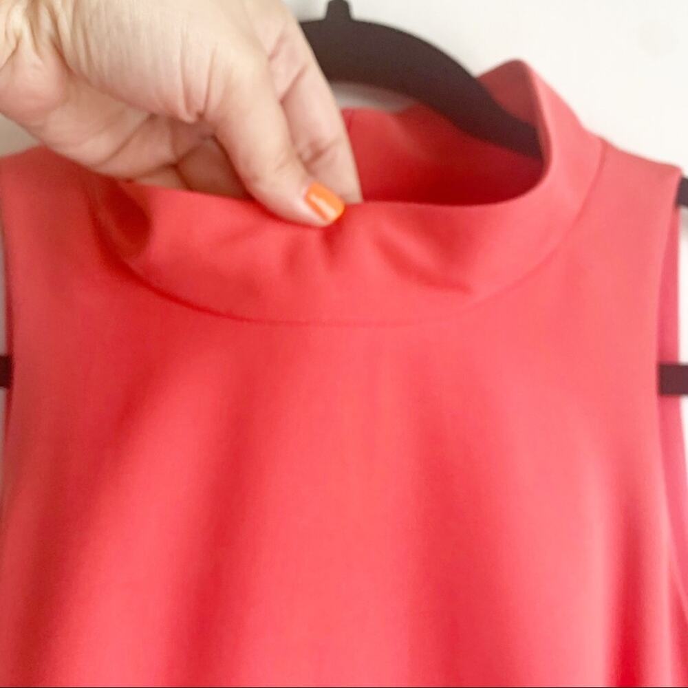 Vince Camuto Laguna Crepe Halter Mock Neck High Low Sleeveless Dress Coral NWT 8 - Picture 4 of 13